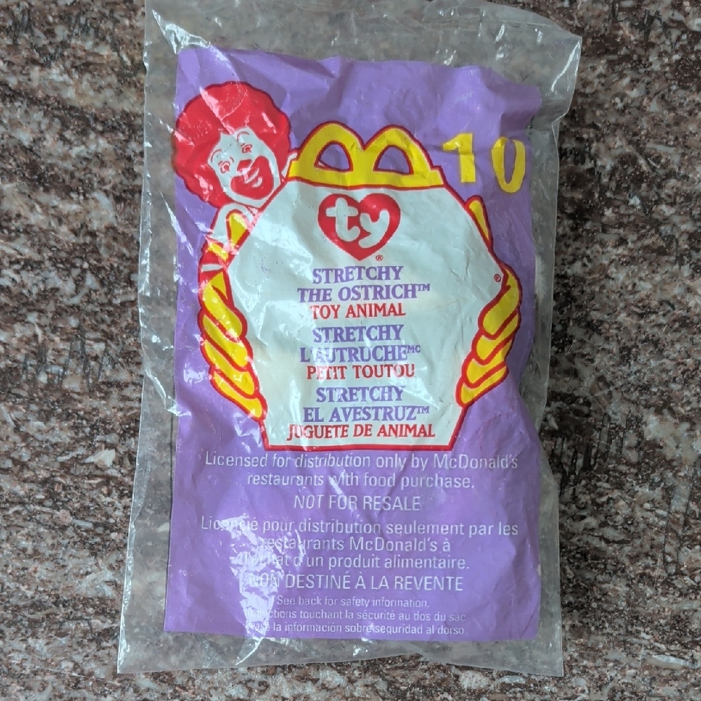 Ty Stretchy the Ostrich Toy in Purple Packaging